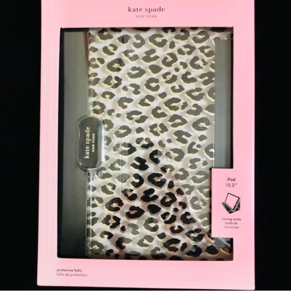 New (NIB!) Kate Spade Protective Folio Case for iPad 10.2", Leopard/Black